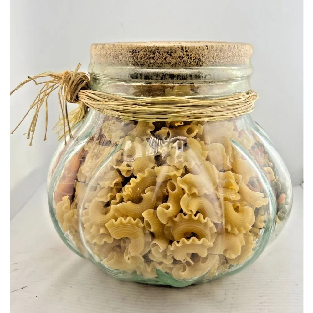 VTG NOS Pier 1 Apothecary Jar w/Pasta 7.5